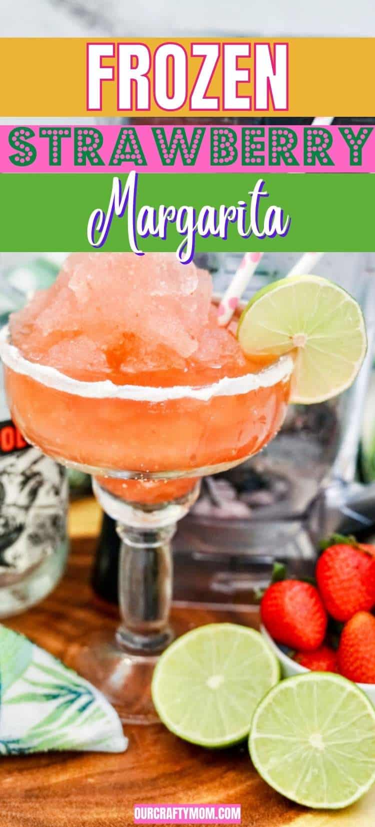 Frozen Strawberry Margarita pin image with text