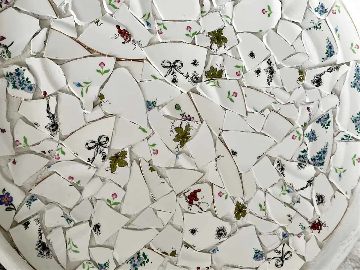 broken plate mosaic close up