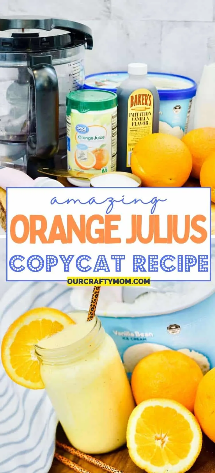 Orange Julius Recipe pin collage with text