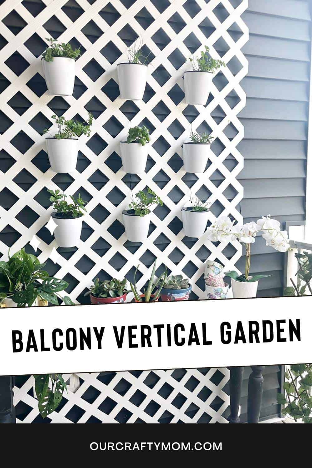 balcony vertical garden with herbs
