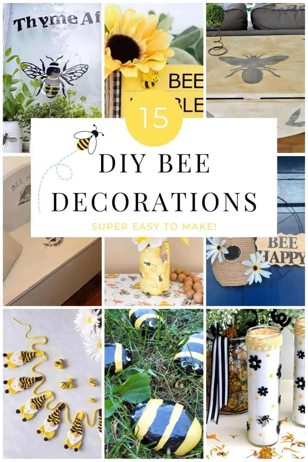 bee decorations pin collage with text