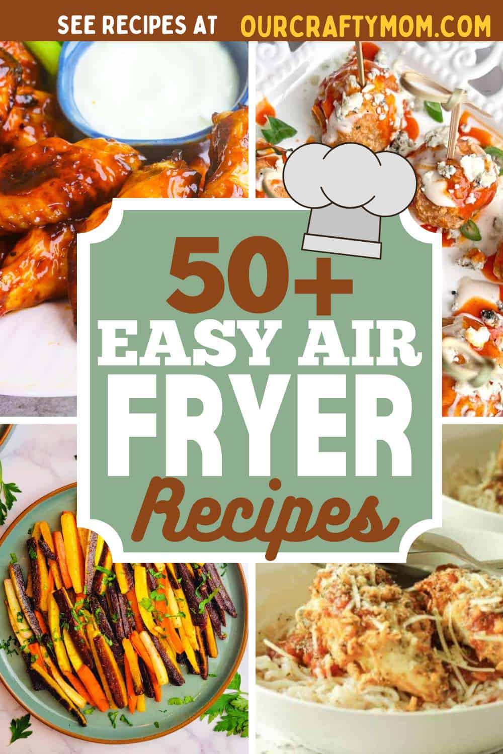 pin collage with text air fryer recipes