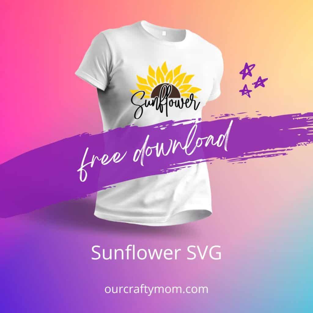 sunflower svg shown on tshirt