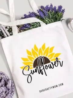 sunflower svg on tote