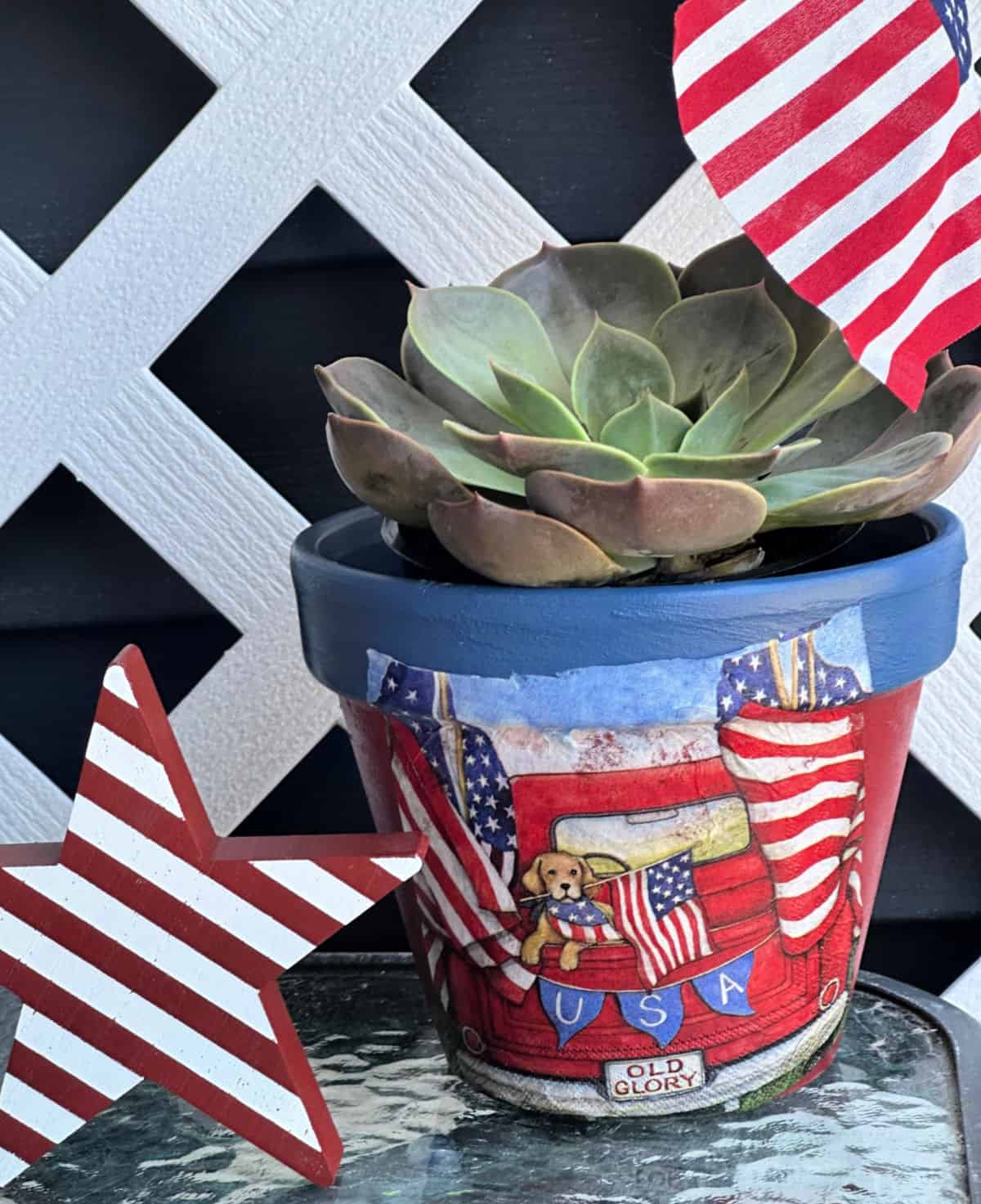 patriotic terracotta pots