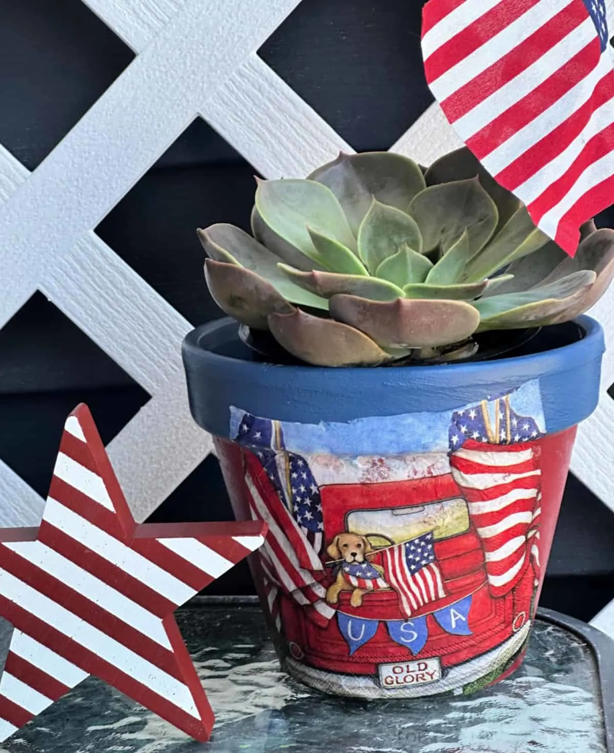 patriotic terracotta pots