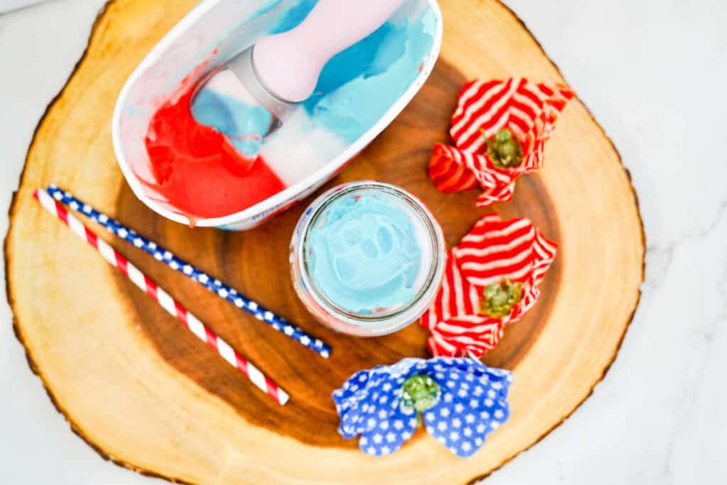scooping sherbet for patriotic punch