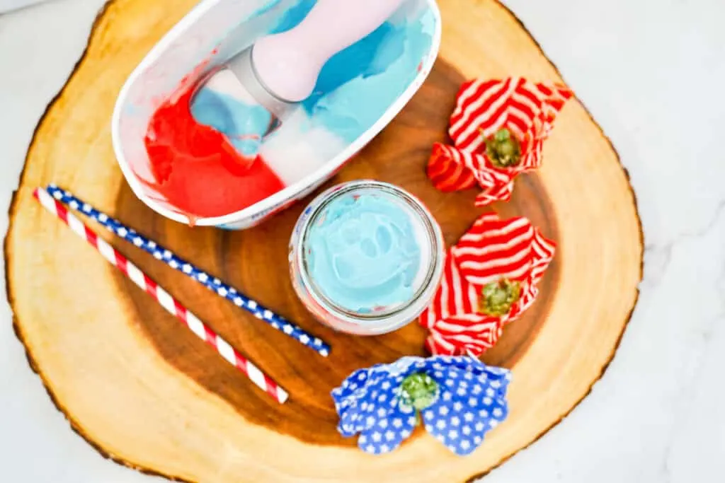 scooping sherbet for patriotic punch