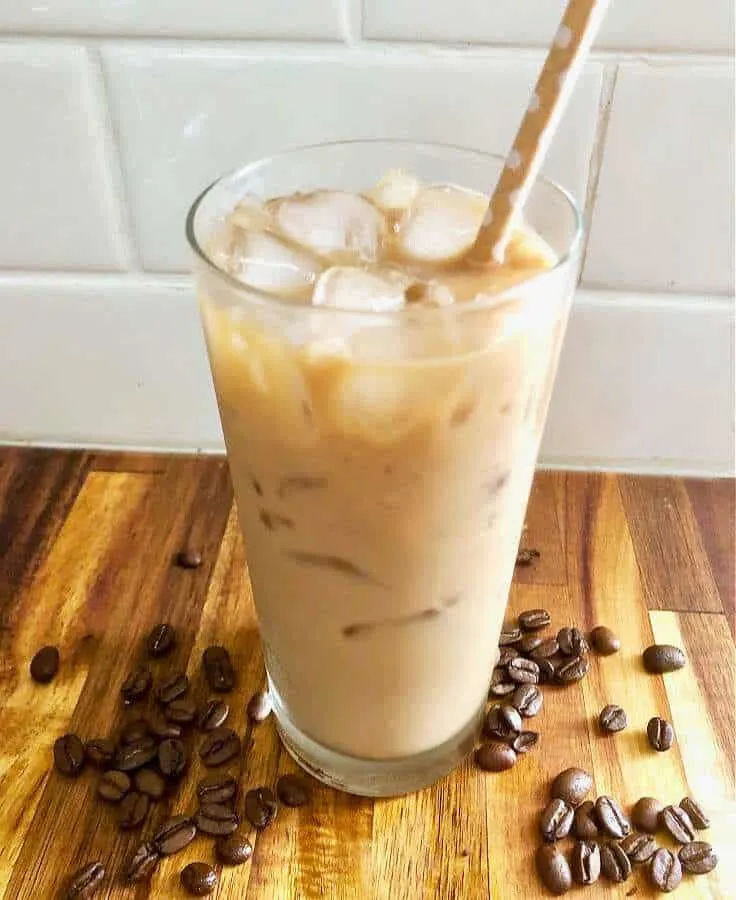 Cold Brew Coffee Whiskey Cocktail with coffee beans