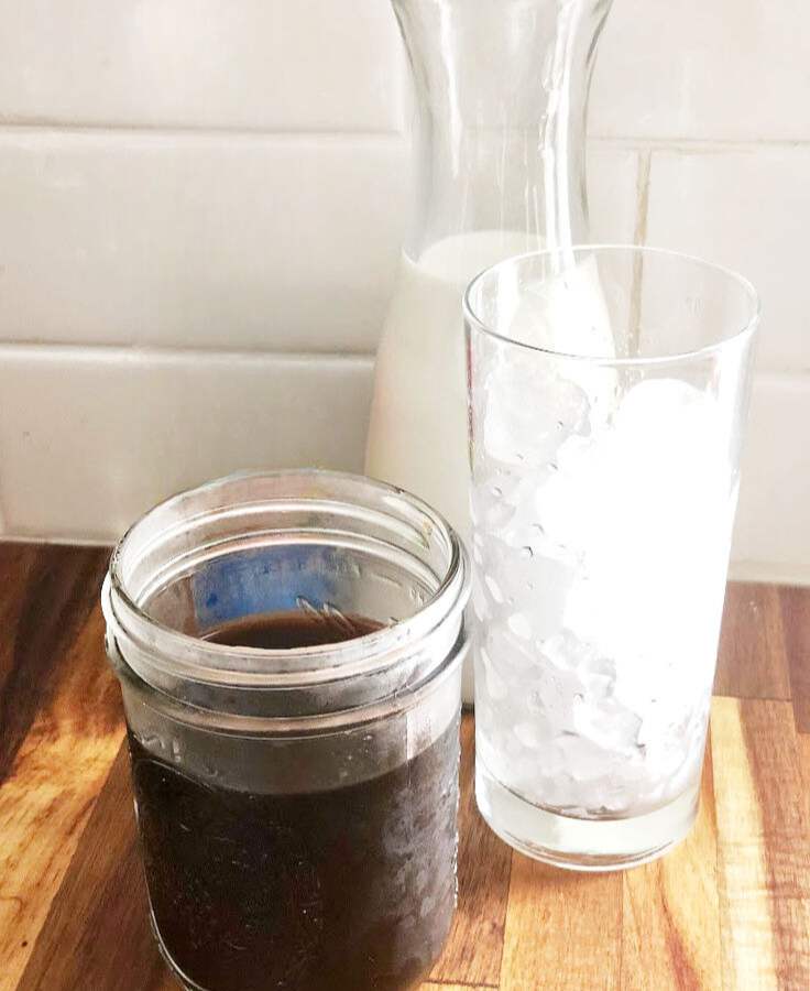 Cold Brew Coffee with glass of ice and cream