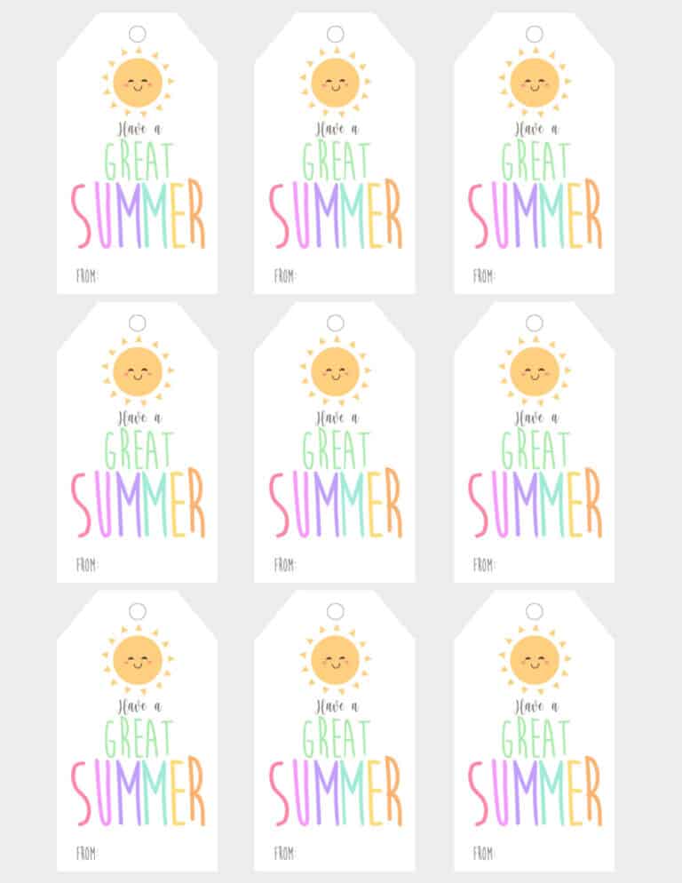 Adorable Have a Great Summer Free Printable Tags