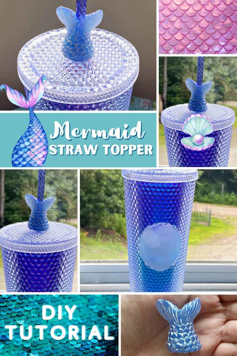 mermaid tail straw topper for Starbucks tumblers