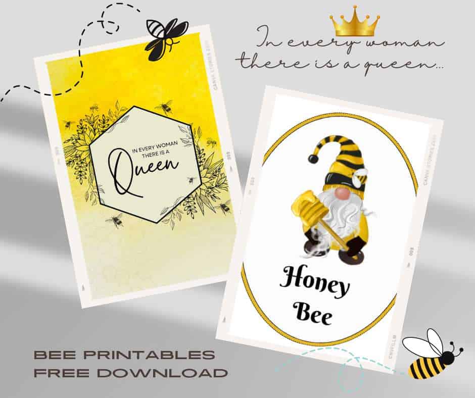 set of 2 bee printable downloads