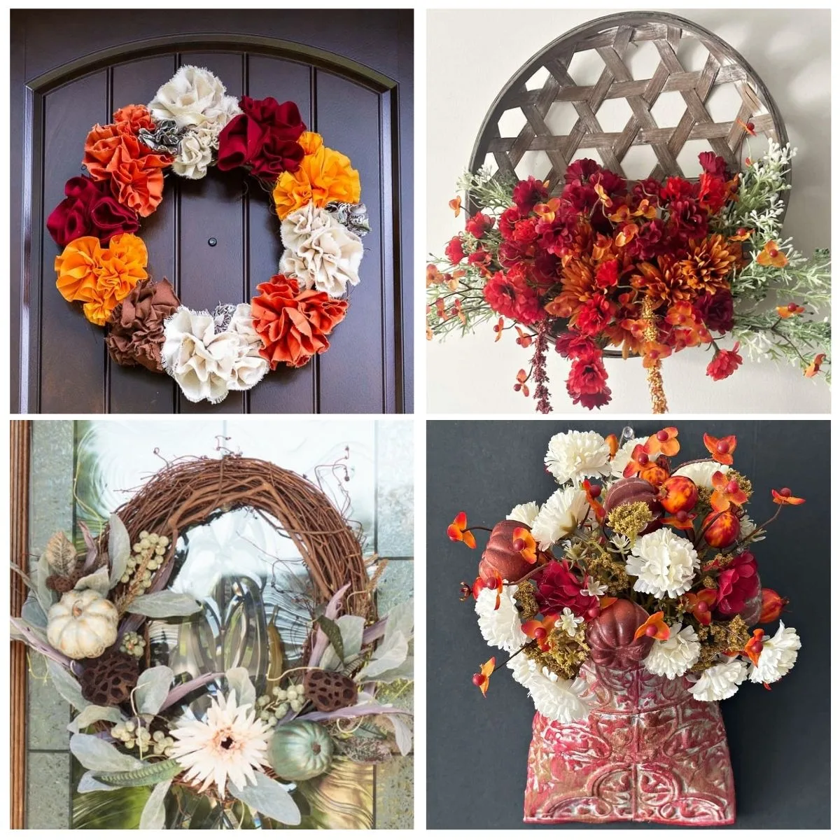 4 image collage diy fall wreaths