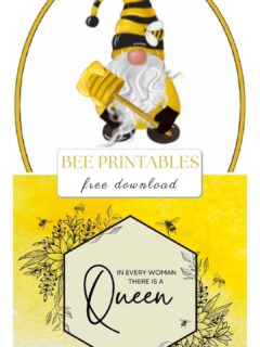 bee gnome and queen bee printables collage