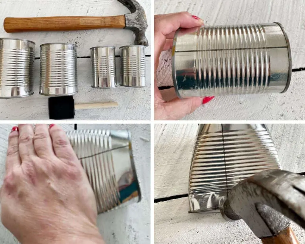how to crush tin cans for wall pockets