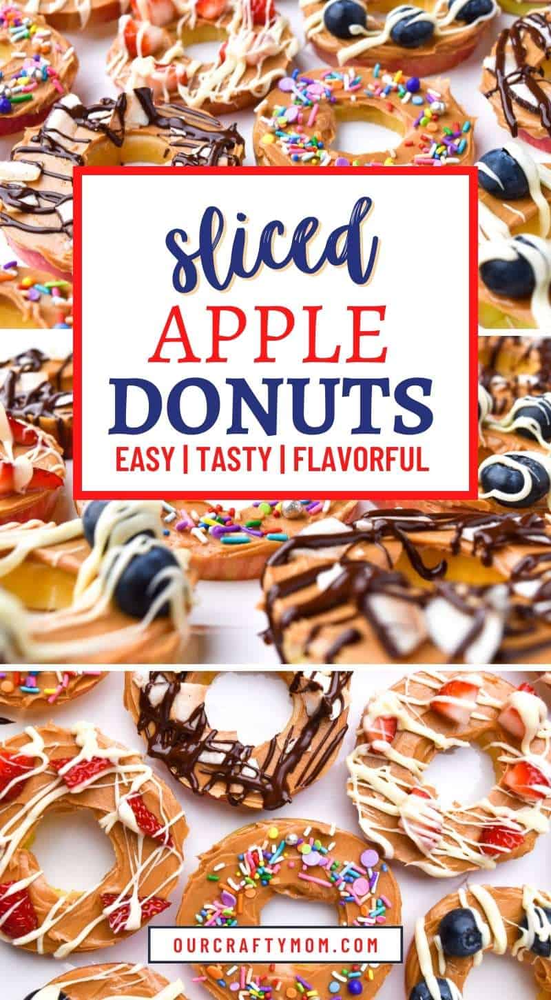 sliced apple donuts pin image with text
