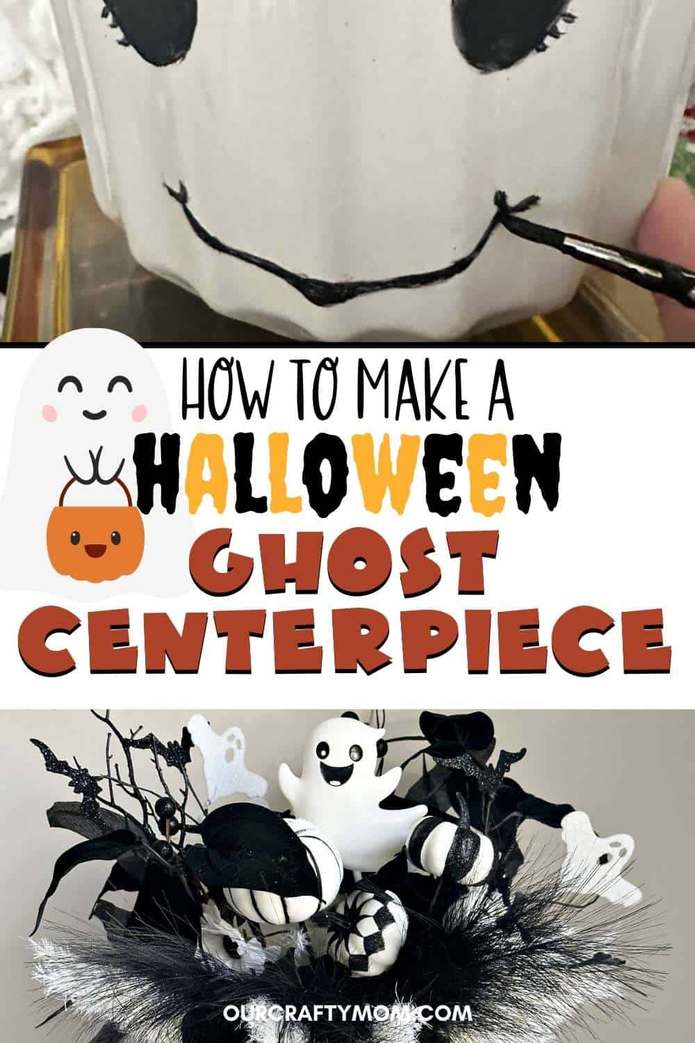 halloween ghost centerpiece pin collage