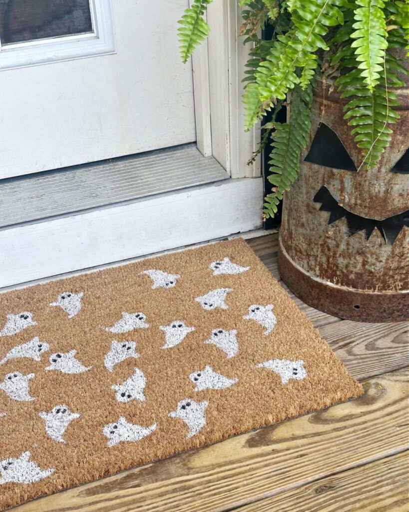 How to Make a Cute Painted Ghost Halloween Doormat For 10!