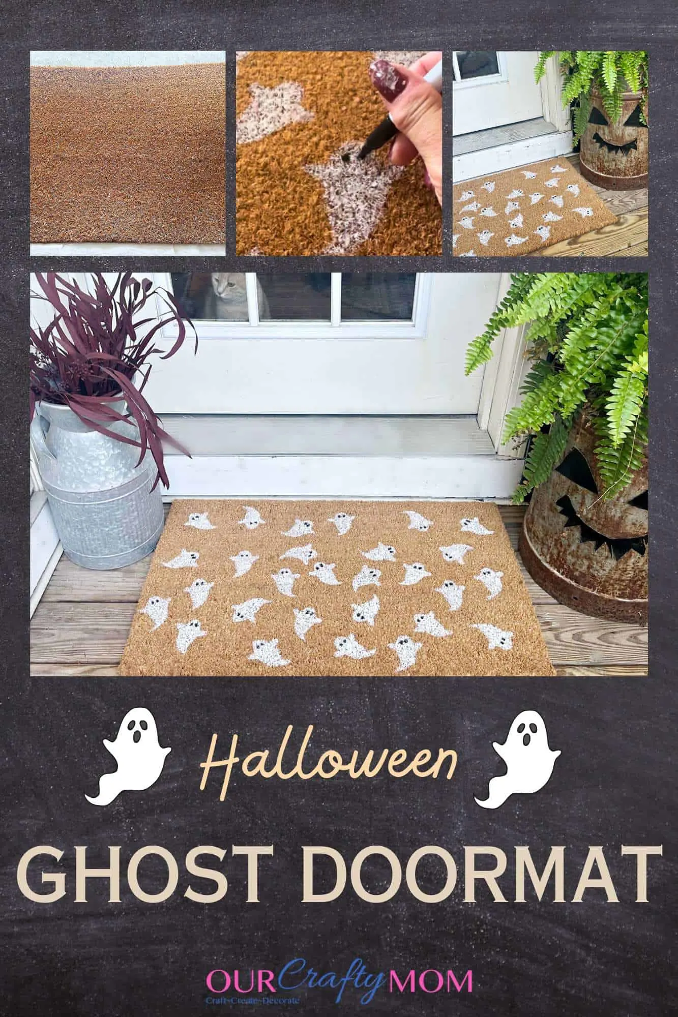 diy coir Halloween ghost doormat
