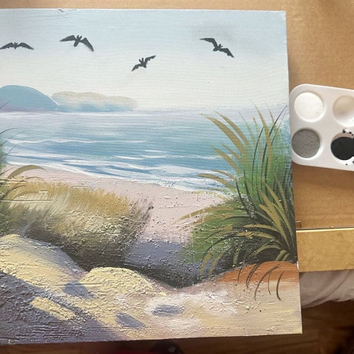 painted bats on thrift store canvas