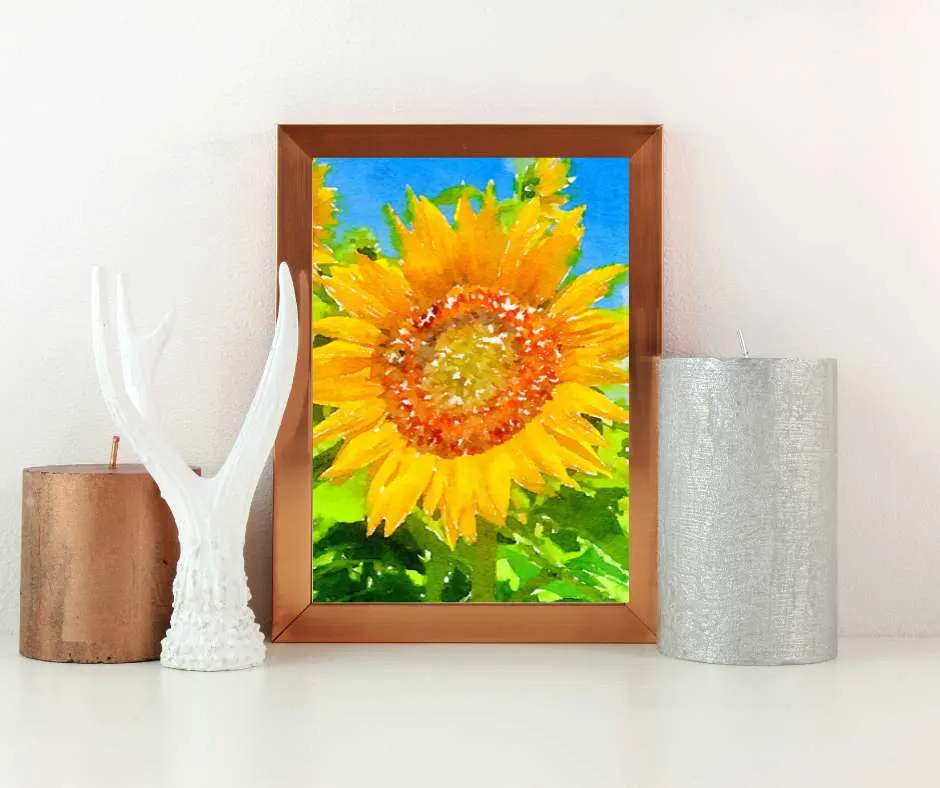 diy watercolor sunflower art framed