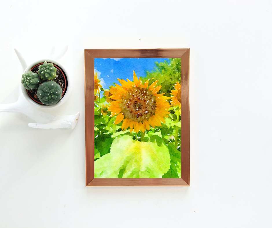 waterlogue photo app art with sunflowers
