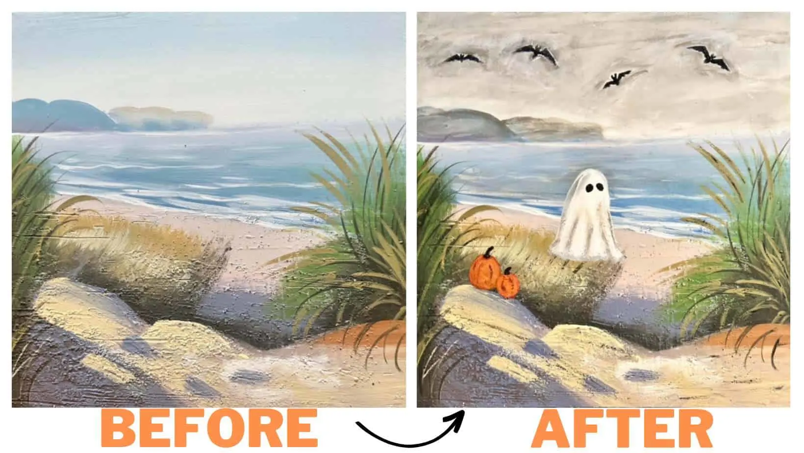 before and after thrift store ghost painting