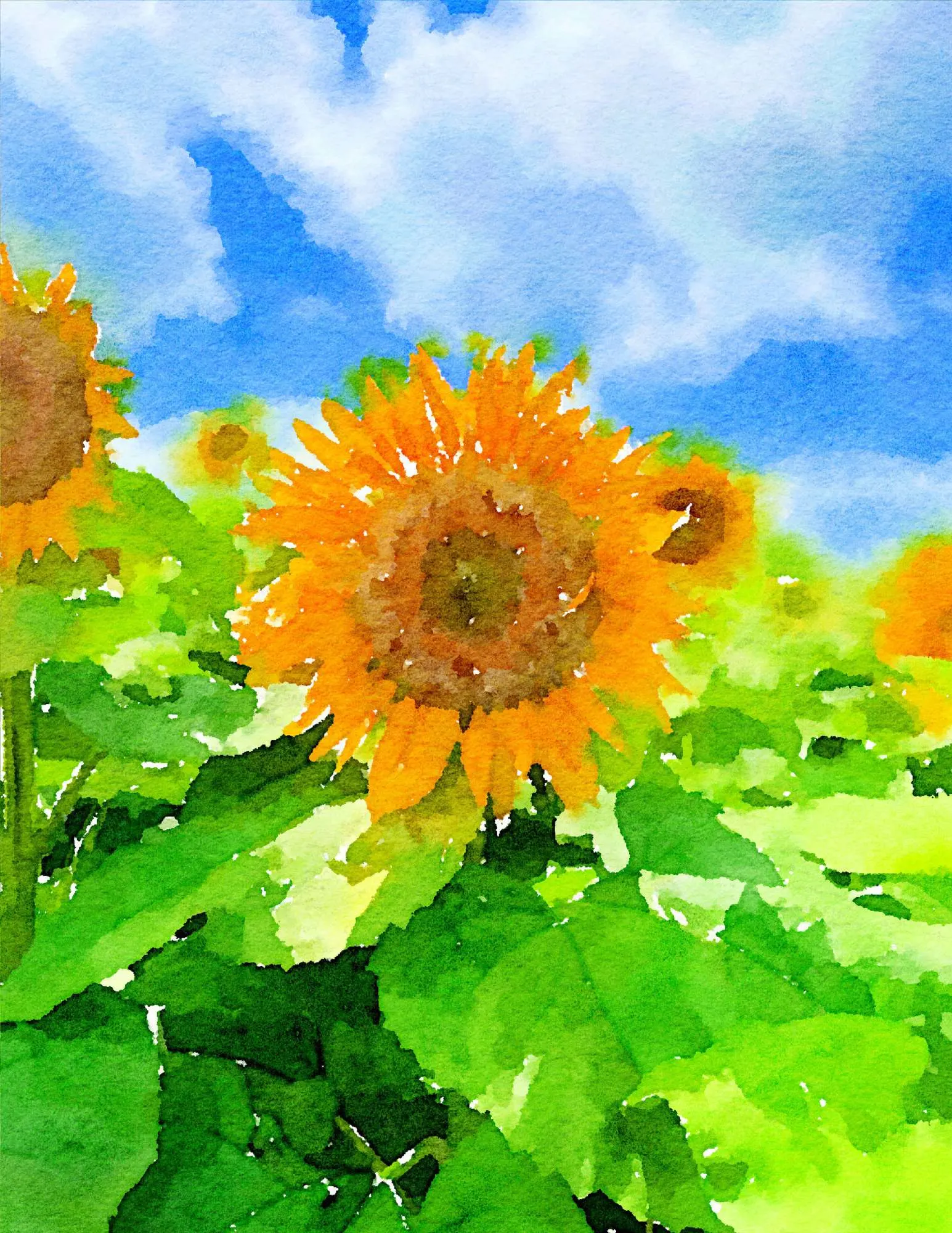 watercolor sunflower art