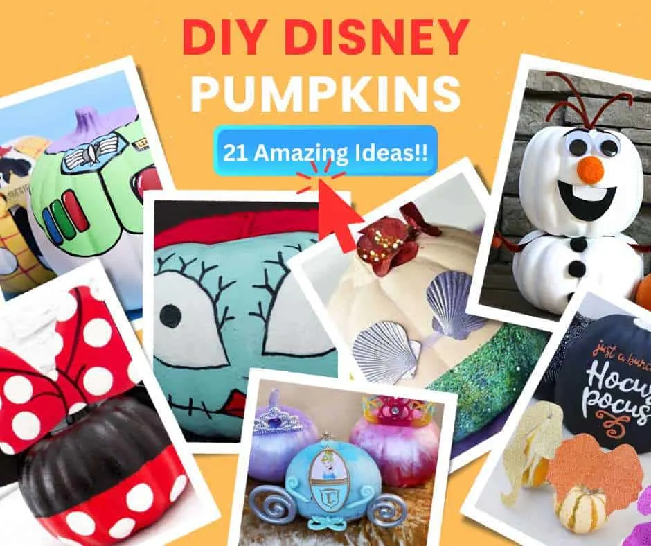 Disney painted pumpkins collage with text