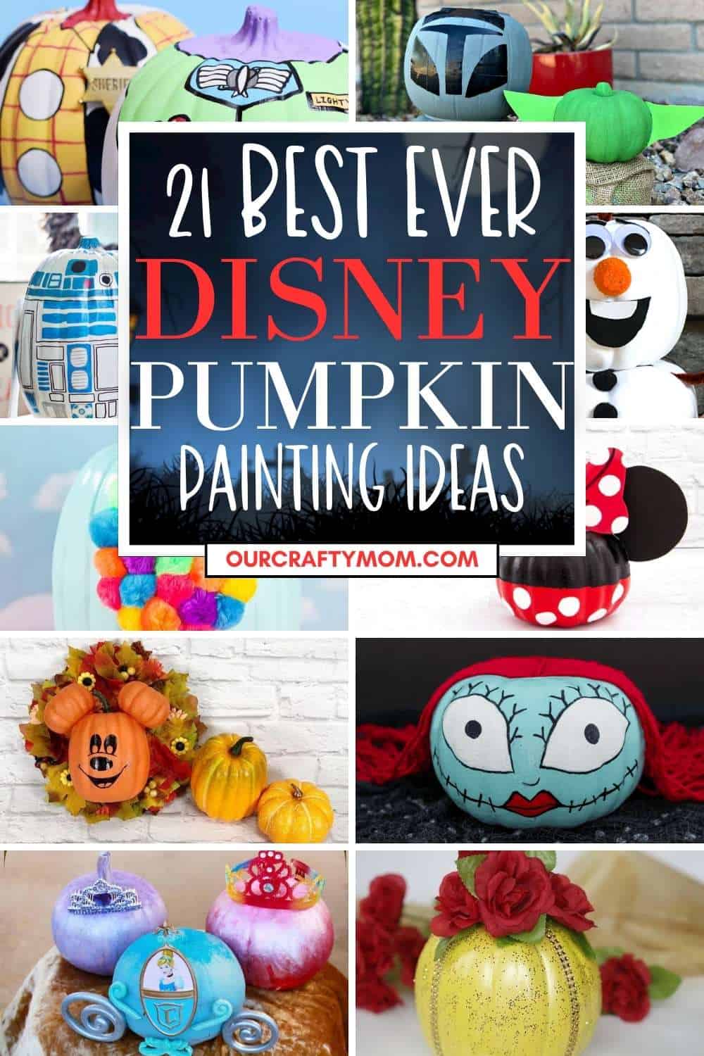 disney pumpkin painting ideas pin collage with text