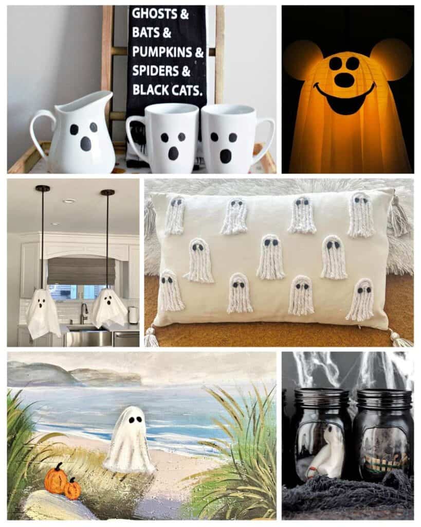 feature image collage with DIY ghost decorations for Halloween