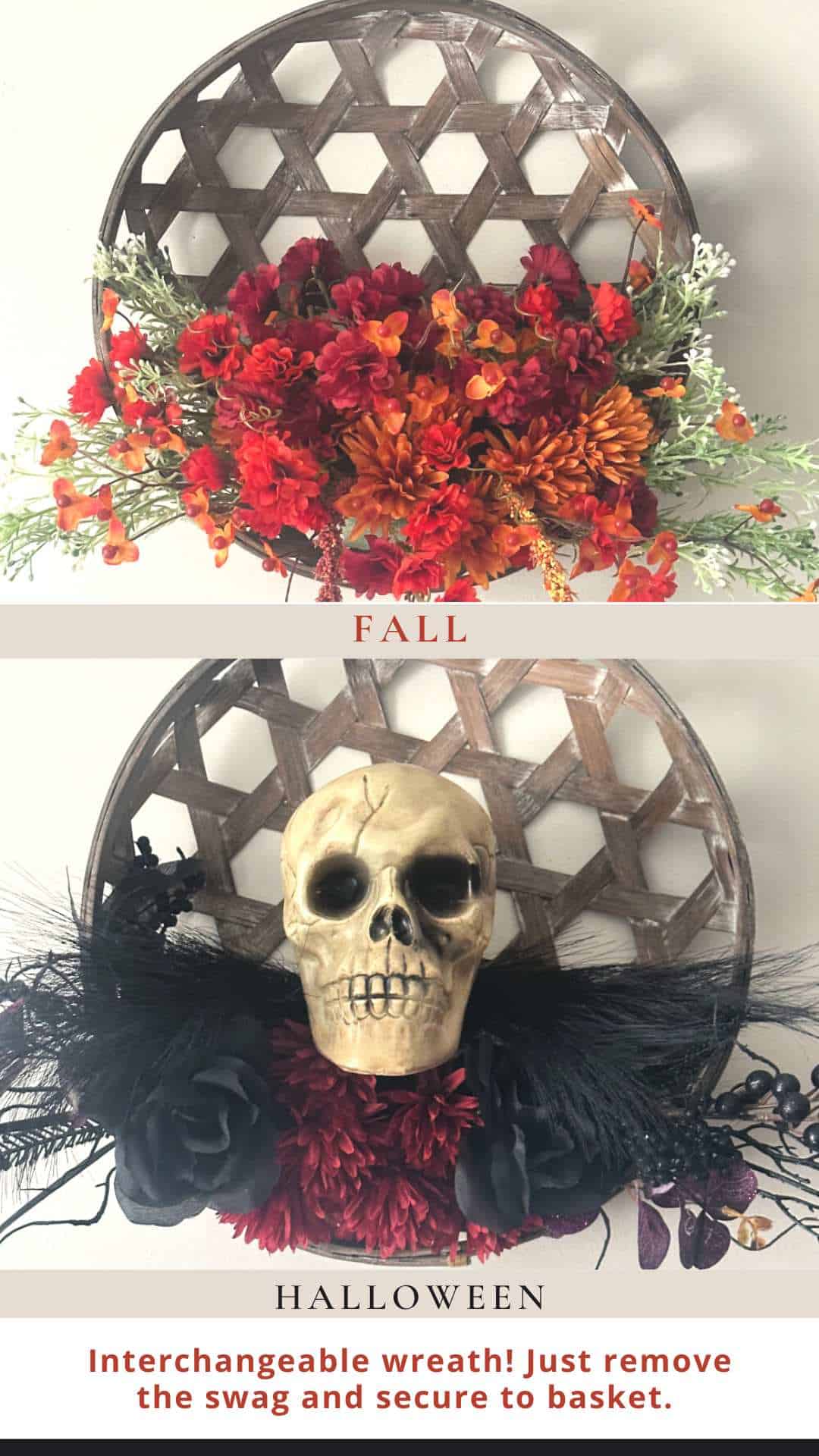 collage fall halloween tobacco basket wreath