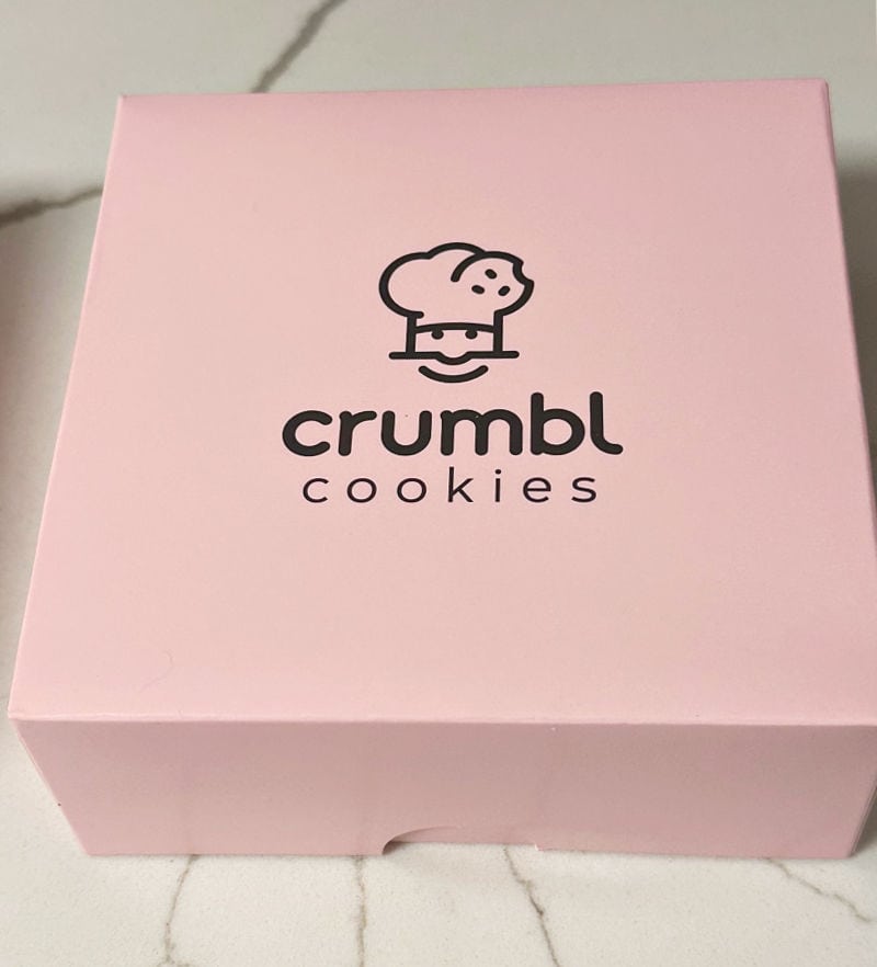 Crumbl cookie in pink box