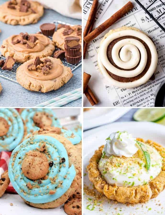 collage of 4 copycat Crumbl cookie recipe ideas
