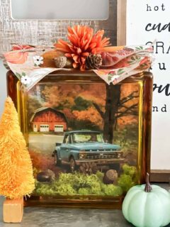 glass block craft with fall truck printable
