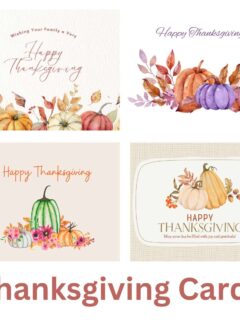 set of 4 printable Thanksgiving cards