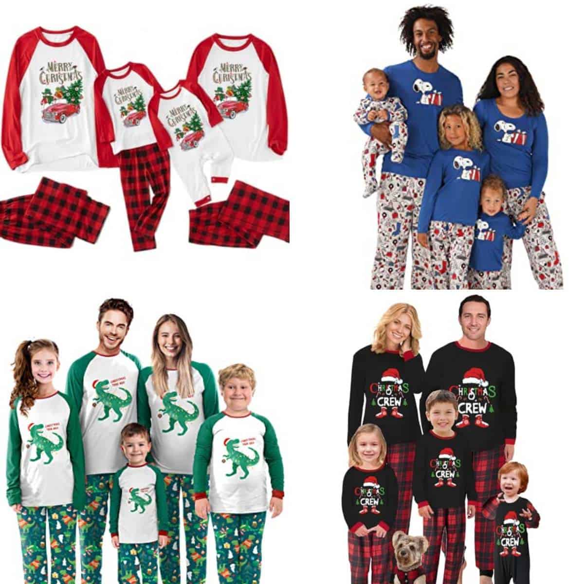 Family Christmas pajamas collage
