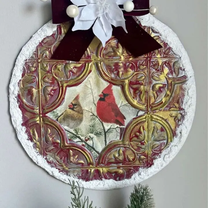 dollar tree christmas wreath on wall