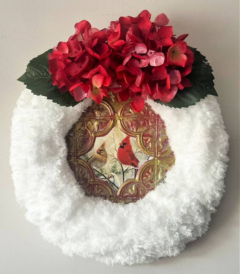 winter wreath with cardinal