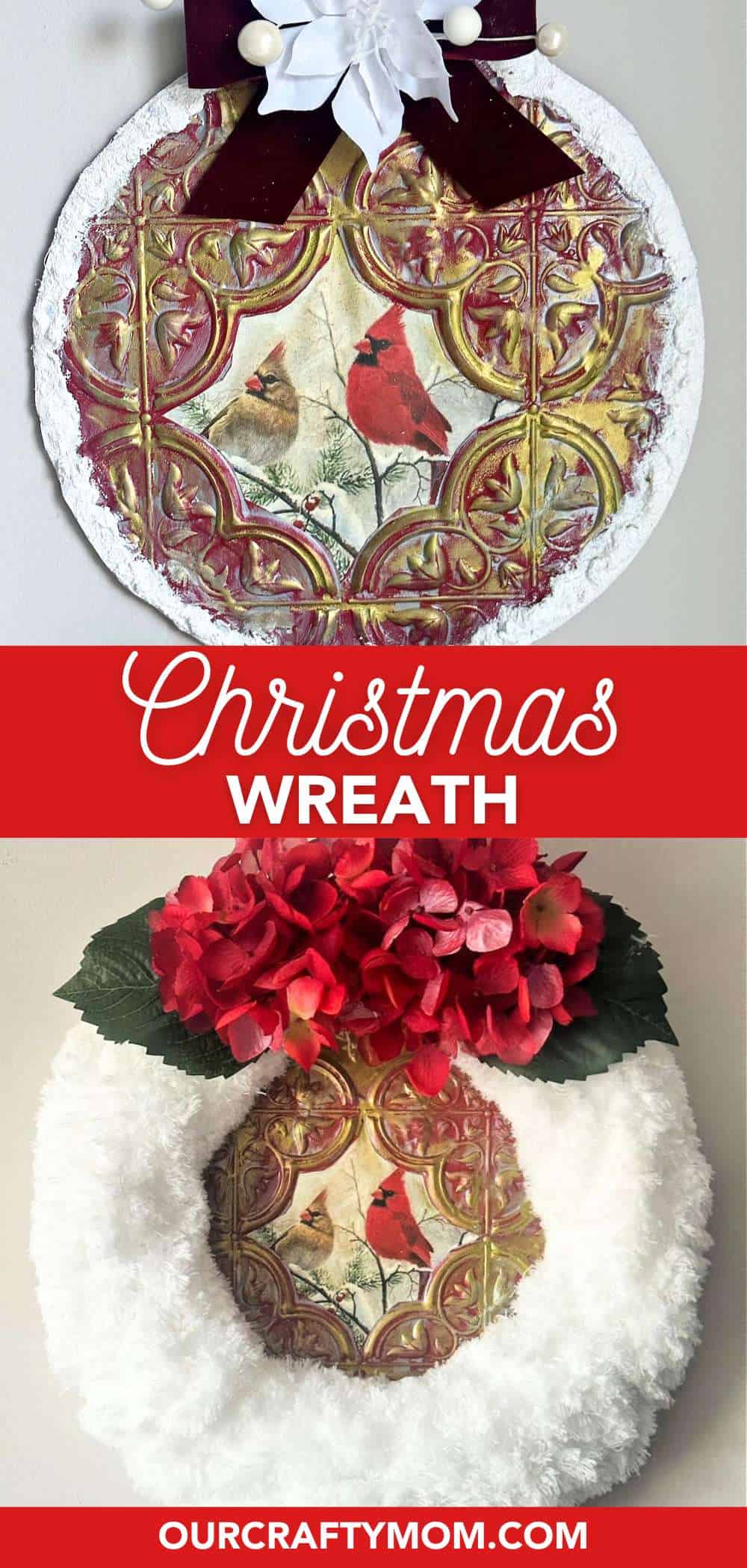red cardinal christmas wreath