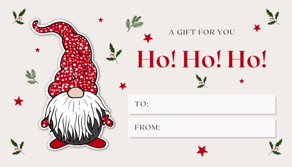 Cute Gnome Christmas Gift Tags Free Printable