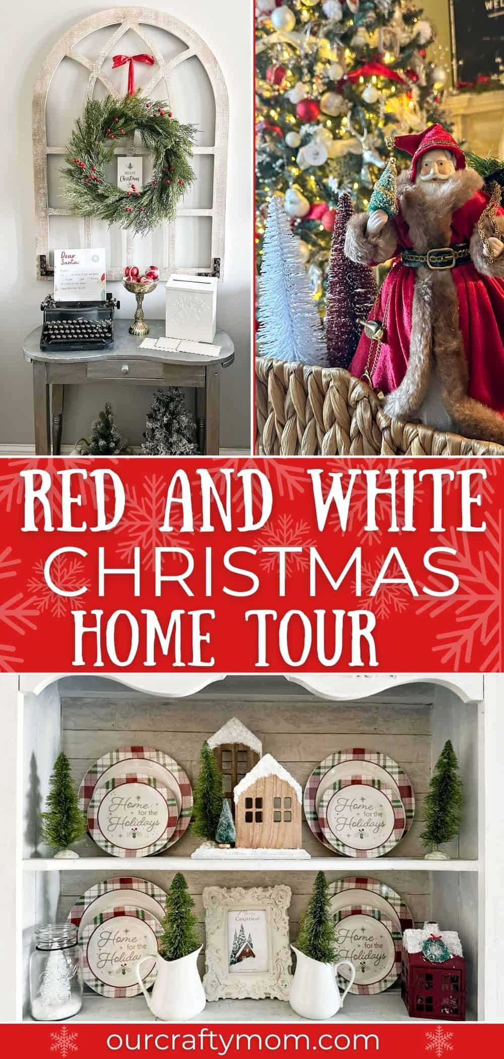 red and white Christmas decorations pin collage with text