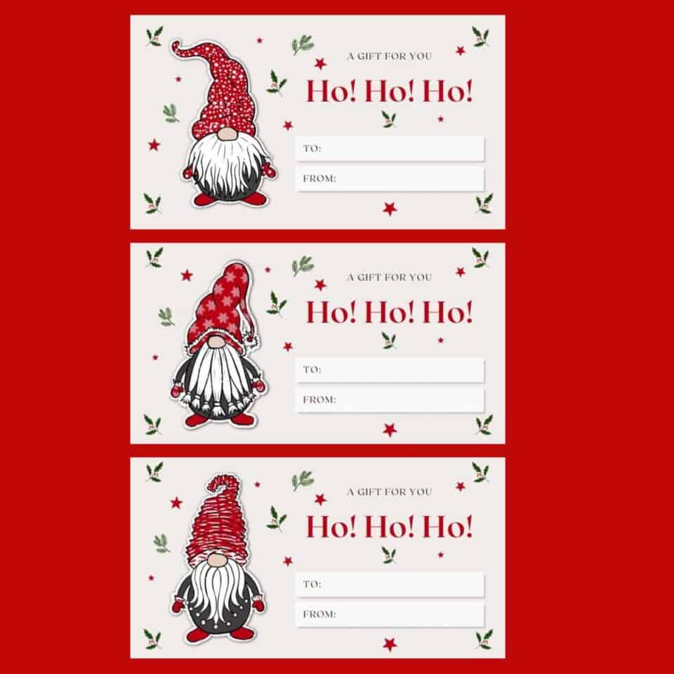Cute Gnome Christmas Gift Tags Free Printable