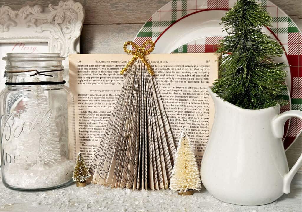christmas tree folded book art vignette