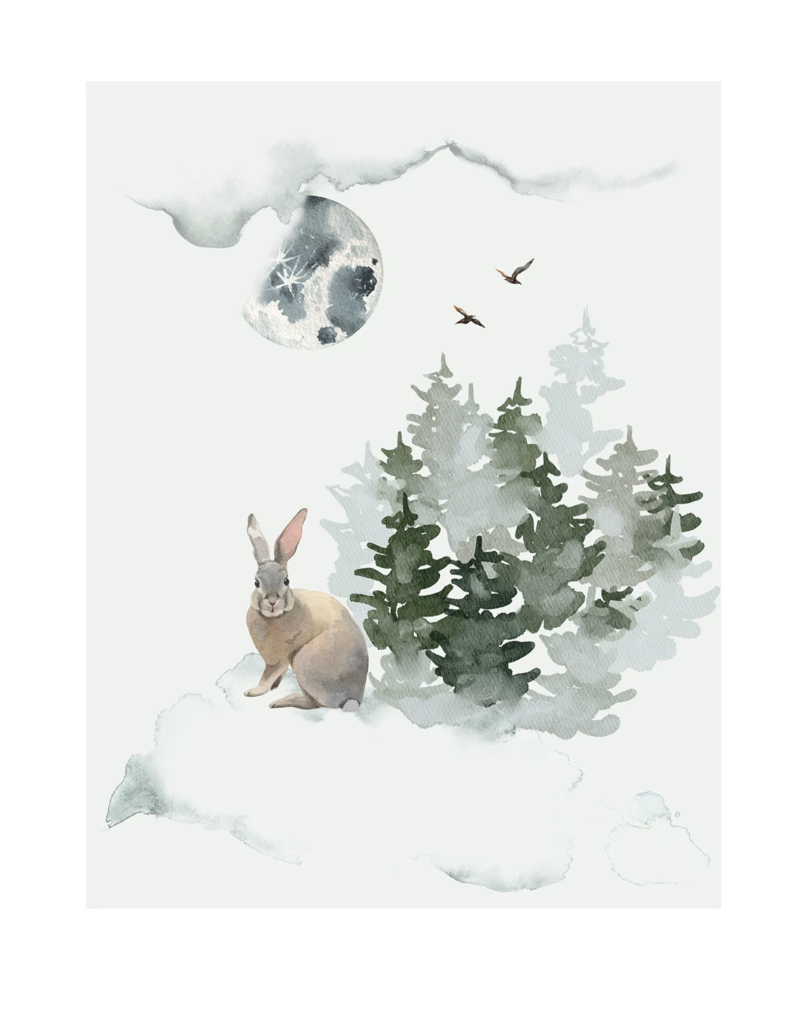 winter bunny art