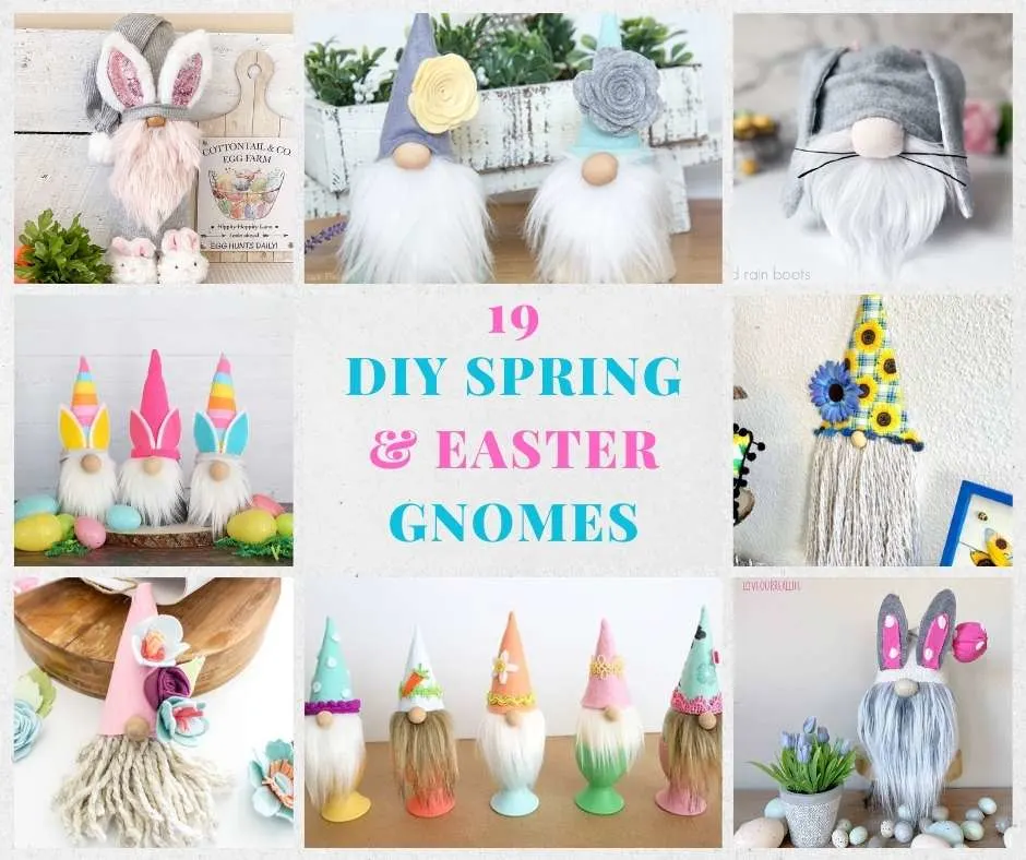 spring gnomes collage with text