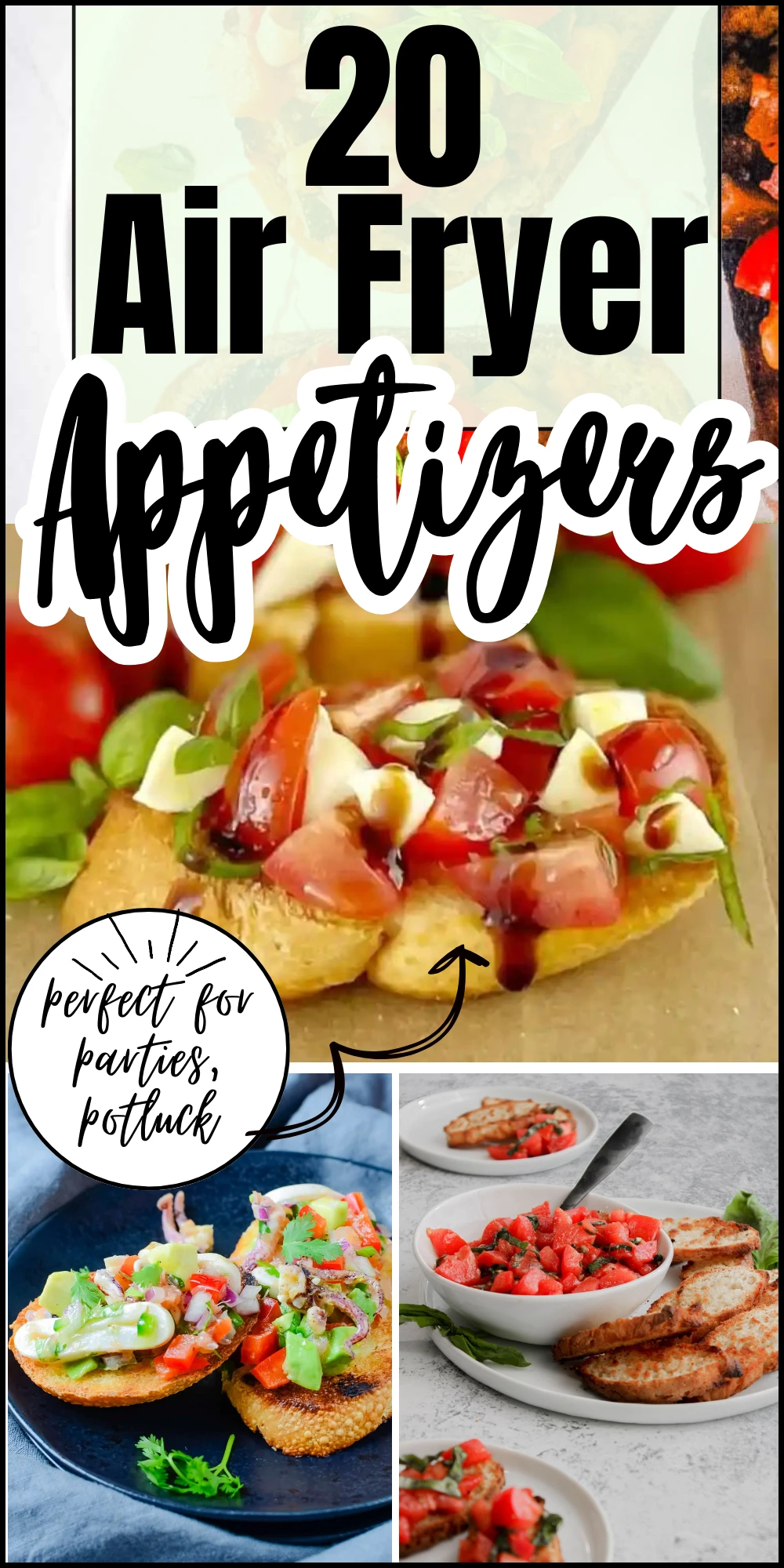 air fryer appetizers pin collage with text.