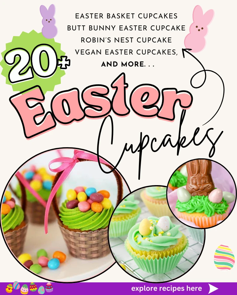 pin collage Easter cupcakes with text