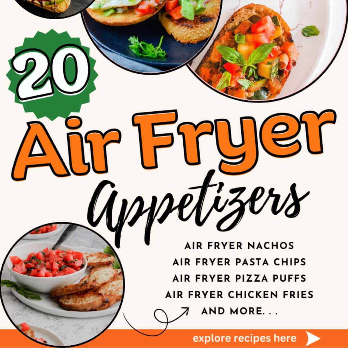 air fryer appetizers collage with text.